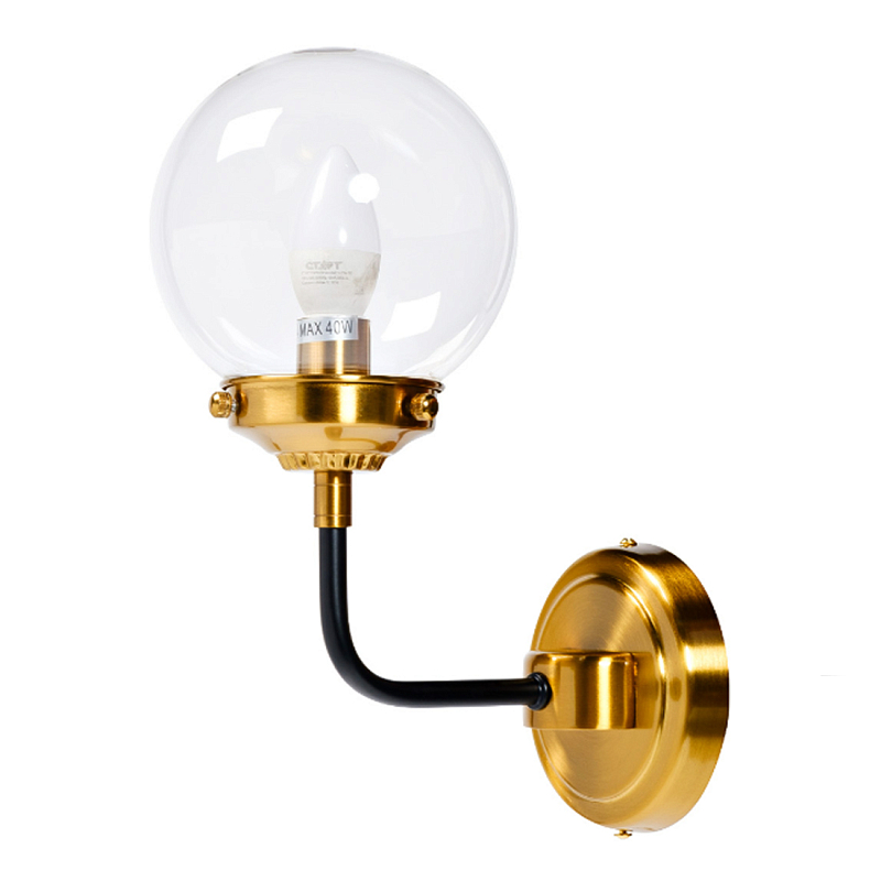 Бра БИСТРО Globe Clear Glass Single Sconce Brass  в Ижевске | Loft Concept 