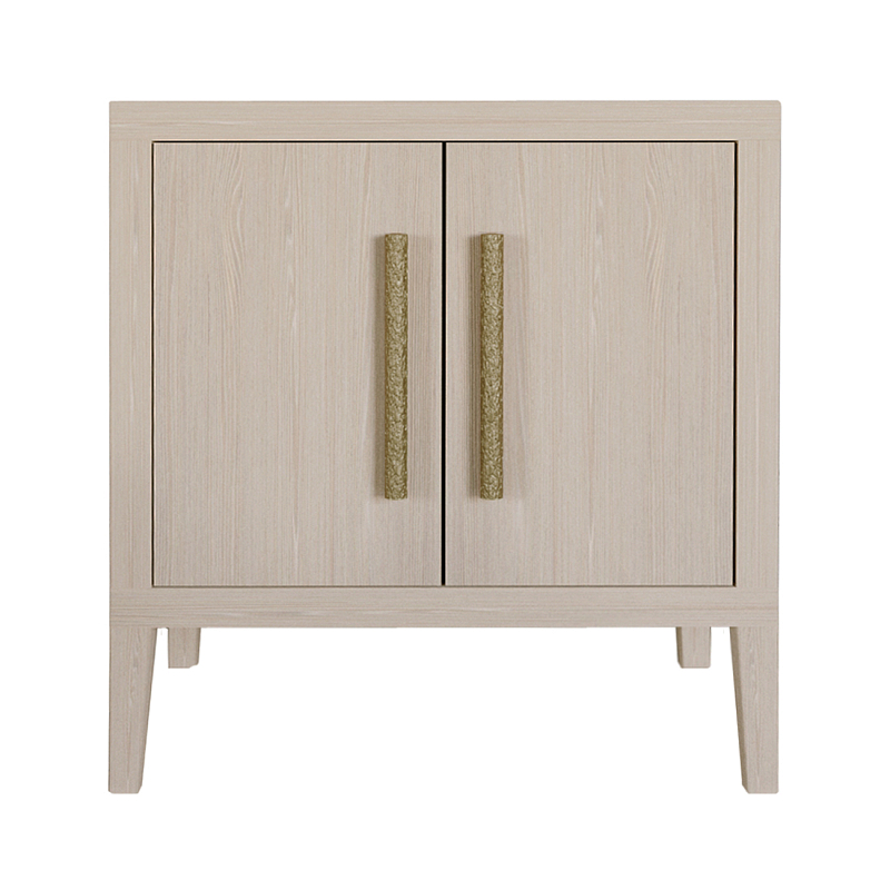 Тумбочка Primo с дверцами шпон Светлый дуб Древесина Золотой в Ижевске | Loft Concept 