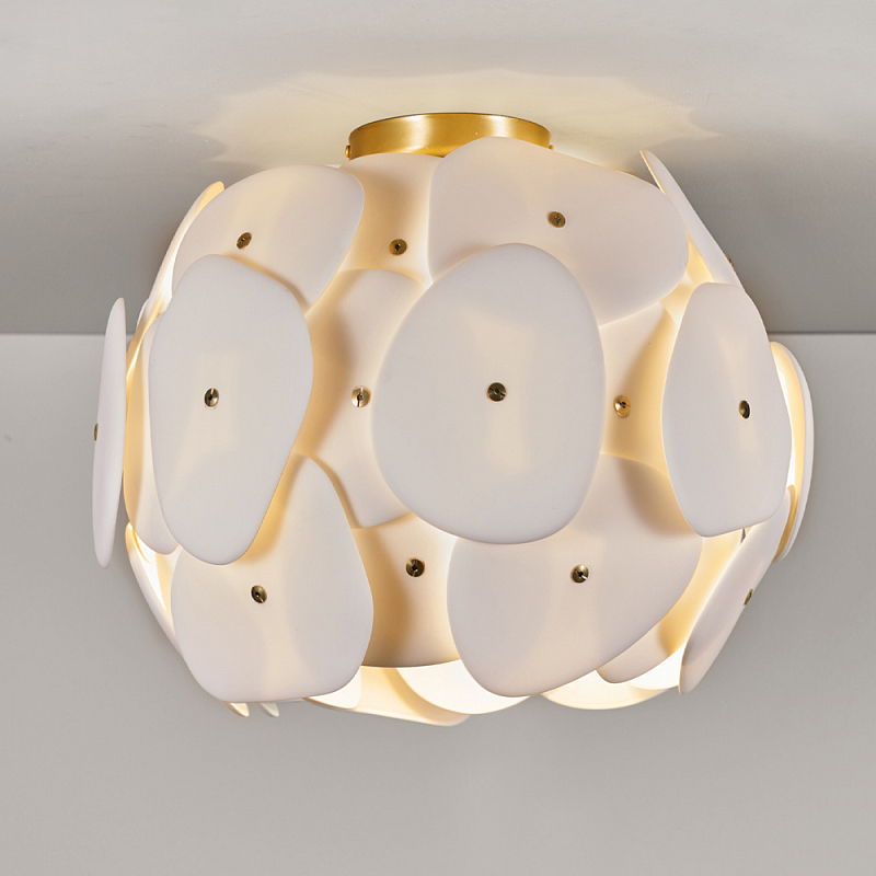 Потолочный светильник в форме шара с плафоном из белых овальных пластин Original BTC (UK) Золотой Белый в Ижевске | Loft Concept 