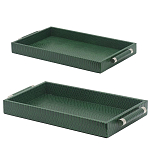 Комплект из двух прямоугольных подносов зеленого цвета Serpent варинант исполнения - 2 | Loft Concept в Ижевске