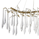 Линейная люстра с хрустальными подвесками в виде капель Droplet Crystal Gold Linear Chandelier 12 варинант исполнения - 2 | Loft Concept в Ижевске
