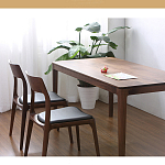 Стул деревянный с мягким сиденьем из черной натуральной кожи Moon Walnut Furniture варинант исполнения - 1 | Loft Concept в Ижевске