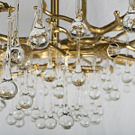 Потолочная люстра в виде ветвей деревьев золотого цвета с прозрачными подвесками-каплями Droplet Chandelier варинант исполнения - 5 | Loft Concept в Ижевске