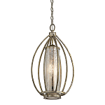 Подвесной светильник овальной формы с цилиндрическим плафоном в цвете сусальное серебро Kichler варинант исполнения - 1 | Loft Concept в Ижевске