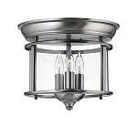 Потолочный светильник в форме фонаря с прозрачным цилиндрическим плафоном и тремя лампами в форме свечей Hinkley варинант исполнения - 1 | Loft Concept в Ижевске