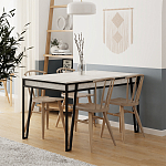 Стол обеденный с прямоугольной столешницей пыльного белого цвета на 4-х металлических ножках PAL ANCIENT WHITE варинант исполнения - 3 | Loft Concept в Ижевске