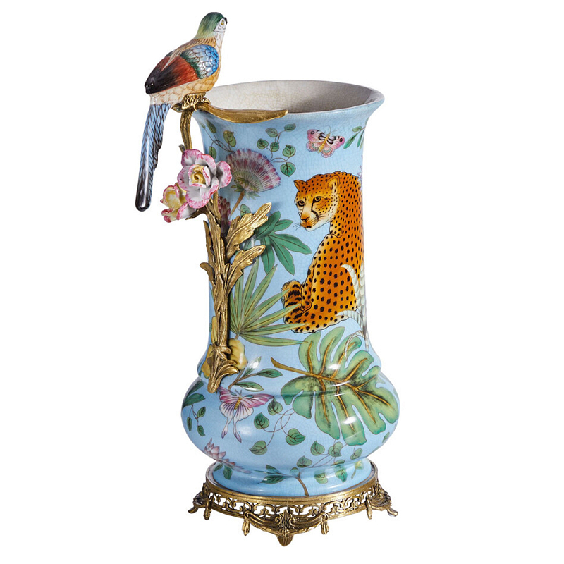 Ваза из фарфора с птицей на бронзовой ветке Garden of Eden Бронза Мульти в Ижевске | Loft Concept 