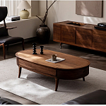 Кофейный стол овальный из дерева с 2-мя ящиками Coffee Walnut Table варинант исполнения - 1 | Loft Concept в Ижевске