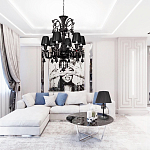 Люстра подвесная с плиссированными абажурами и множеством подвесок черного цвета Диаметр 62 см Lustre Reverie варинант исполнения - 4 | Loft Concept в Ижевске