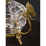 Конфетница из прозрачного рельефного стекла с ручками в виде стрекоз и фигуркой лебедя Eden Garden варинант исполнения - 4 | Loft Concept в Ижевске