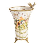 Ваза из фарфора с бронзовой стрекозой  Paradise Dragonfly варинант исполнения - 6 | Loft Concept в Ижевске