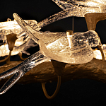 Люстра подвесная линейная с прозрачными стеклянными птичками на ветвях Serip Voa варинант исполнения - 11 | Loft Concept в Ижевске