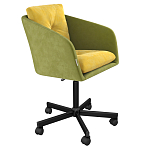 Стул с мягкой обивкой из велюра и подъемно-поворотным механизмом на колесиках Mason Green and Yellow варинант исполнения - 1 | Loft Concept в Ижевске