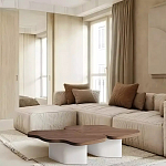 Дизайнерский журнальный стол с фигурной столешницей на белом основании Holarisex варинант исполнения - 1 | Loft Concept в Ижевске