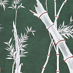Обои ручная роспись Bamboo Argent on Edo Green painted silk варинант исполнения - 2 | Loft Concept в Ижевске