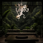 Люстра с тремя фигурами обезьян с лампочками в руках белого цвета Hanging Monkey варинант исполнения - 10 | Loft Concept в Ижевске