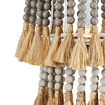 Подвесной светильник двухъярусный с декором из круглых деревянных бусин с кисточками Gray Brown Wooden Beads Chandelier варинант исполнения - 1 | Loft Concept в Ижевске