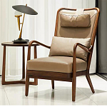 Кресло c каркасом из массива дерева и с мягким подголовником Walnut Armchair варинант исполнения - 1 | Loft Concept в Ижевске