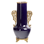 Ваза темно-синяя фарфоровая с бронзовыми ручками и ножками Eden Garden варинант исполнения - 1 | Loft Concept в Ижевске