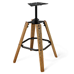 Барный стул со спинкой и металлической подставкой на 4-х деревянных ножках Синий Велюр Vendramin Chair варинант исполнения - 4 | Loft Concept в Ижевске