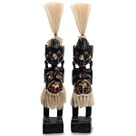 Комплект из 2-х деревянных статуэток Asmat Straw Headdress Statuettes Multicolor варинант исполнения - 1 | Loft Concept в Ижевске