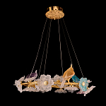 Люстра круглая на золотом каркасе с птичками и цветочным декором Miscellaneous herbs варинант исполнения - 2 | Loft Concept в Ижевске