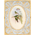 Декоративный постер с изображением птиц в раме с рельефным растительным узором Blooming Birds Poster варинант исполнения - 12 | Loft Concept в Ижевске