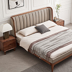 Кровать двуспальная с мягким изголовьем Moon Walnut Bed варинант исполнения - 1 | Loft Concept в Ижевске