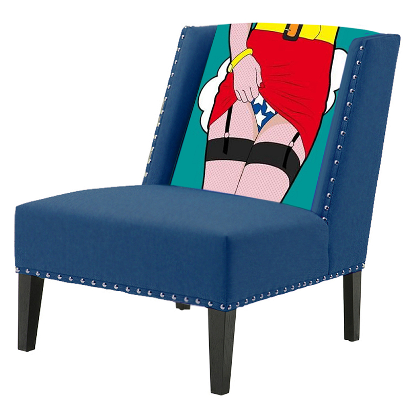 FUN Armchair "Super woman" Blue Дизайнерское кресло с цветным принтом Бирюзовый в Ижевске | Loft Concept 