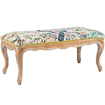 Банкетка из массива бука с цветочным принтом Beige Chinoiserie Garden Banquette варинант исполнения - 1 | Loft Concept в Ижевске