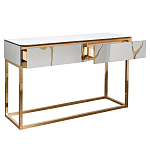 Консоль с ящиками зеркальная с золотым декором Gold Painted Mirror Console варинант исполнения - 2 | Loft Concept в Ижевске