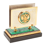 Настольный письменный набор из малахита и долерита с декором в виде герба России Leader Organizer варинант исполнения - 6 | Loft Concept в Ижевске