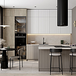 Кухонный гарнитур с фасадом в полоску Rainier Kitchen Set варинант исполнения - 1 | Loft Concept в Ижевске