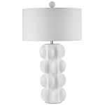 Настольная лампа белая с тканевым абажуром в форме цилиндра Morphing варинант исполнения - 4 | Loft Concept в Ижевске