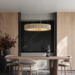 Люстра круглая из толстых деревянных реек Natural Style варинант исполнения - 4 | Loft Concept в Ижевске