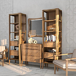 Витрина левая из массива дуба с 5-ю полками и 2-мя ящиками Tasteful Furniture варинант исполнения - 3 | Loft Concept в Ижевске