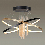 Люстра подвесная с 2-мя пересекающимися круглыми подвесами в черном и золотистом цвете и вертикальными подвесками Ring Horizontal варинант исполнения - 2 | Loft Concept в Ижевске