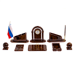 Настольный письменный набор с часами из природного камня обсидиана  Contract Extended варинант исполнения - 1 | Loft Concept в Ижевске