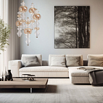 Люстра с плафонами из прозрачного и янтарного стекла в виде шаров и ромбов Gabriel Scott Luna варинант исполнения - 12 | Loft Concept в Ижевске