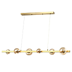 Люстра светодиодная линейная с 6-ю круглыми плафонами коньячного цвета Iona Chandelier Brass  варинант исполнения - 1 | Loft Concept в Ижевске