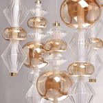 Люстра с плафонами из прозрачного и янтарного стекла в виде шаров и ромбов Gabriel Scott Luna варинант исполнения - 8 | Loft Concept в Ижевске