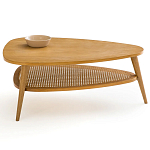 Журнальный стол из массива дуба и декором из плетеного ротанга Reyer Rattan Coffee Table варинант исполнения - 2 | Loft Concept в Ижевске