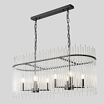 Люстра подвесная овальная со стеклянными прозрачными трубками и металлическим каркасом черного цвета Nembus варинант исполнения - 5 | Loft Concept в Ижевске