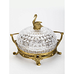 Конфетница из прозрачного рельефного стекла с ручкой и фигуркой лебедя Eden Garden варинант исполнения - 2 | Loft Concept в Ижевске