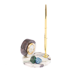 Часы настольные с шариковой металлической ручкой из натурального камня Stone Clock варинант исполнения - 2 | Loft Concept в Ижевске