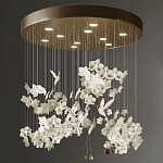 Люстра каскадная с белыми цветами и птицами Takeoff варинант исполнения - 1 | Loft Concept в Ижевске