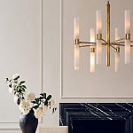 Люстра золотая с 16-ю тонкими цилиндрическими плафонами Shoulders варинант исполнения - 3 | Loft Concept в Ижевске