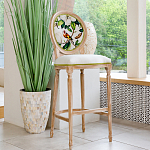 Барный стул золотистый из натурального бука с изображением птицы и цветов Blooming Birds варинант исполнения - 2 | Loft Concept в Ижевске