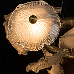 Люстра подвесная круглая с ветвистыми бронзовыми элементами и стеклянными рифлеными дисками Textured Glass Chandelier варинант исполнения - 5 | Loft Concept в Ижевске