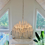 Люстра белая с несколькими ярусами деревянных палочек Bright Wooden Chandelier варинант исполнения - 2 | Loft Concept в Ижевске
